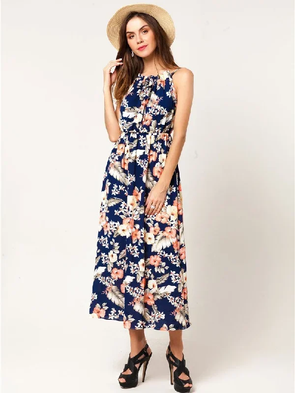 JuliaFashion-200 Degree Floral Printed Midi Dress