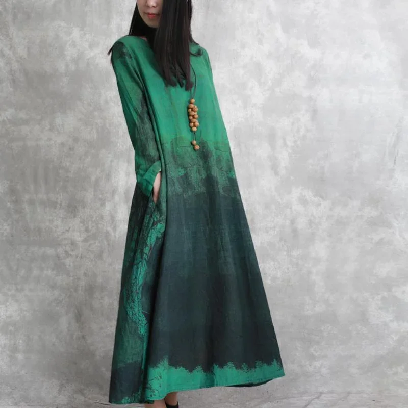 2018-green-linen-caftans-plussize-prints-linen-maxi-dress-new-o-neck-kaftans