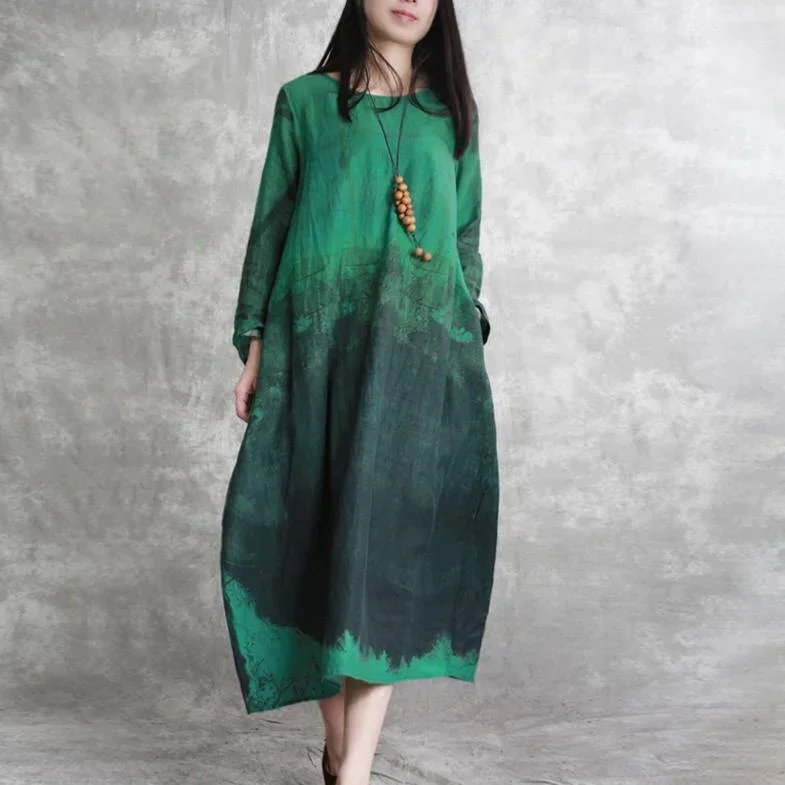 2018-green-linen-caftans-plussize-prints-linen-maxi-dress-new-o-neck-kaftans