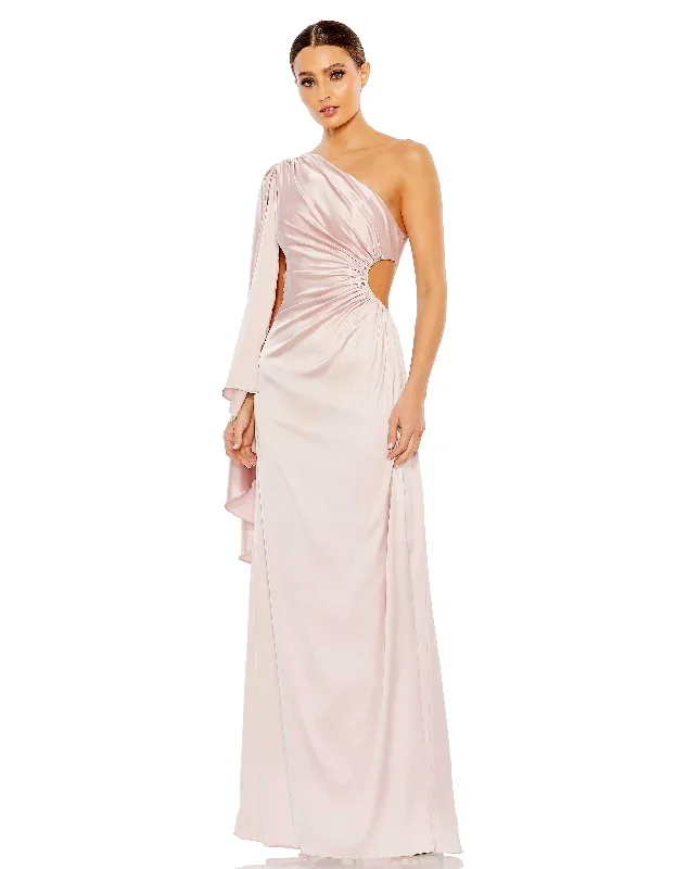 One Shoulder Bell Sleeve Draped Gown - FINAL SALE