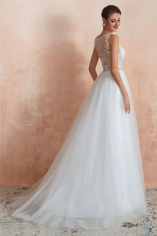 a-line-illusion-neck-sequined-wedding-dress-with-sheer-back