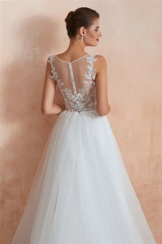 a-line-illusion-neck-sequined-wedding-dress-with-sheer-back