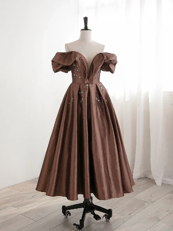 a-line-tea-length-brown-prom-dresses-off-shoulder-brown-formal-dress-with-beading