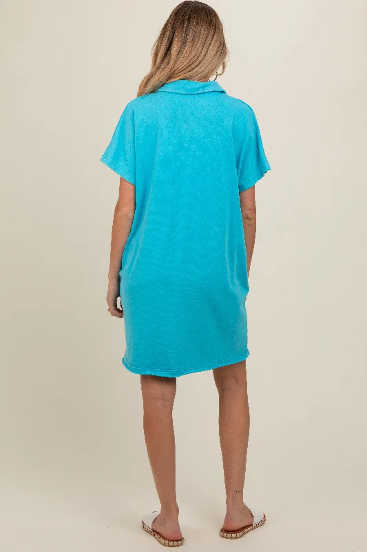 aqua-mineral-washed-french-terry-maternity-dress