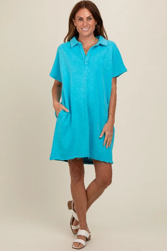 aqua-mineral-washed-french-terry-maternity-dress