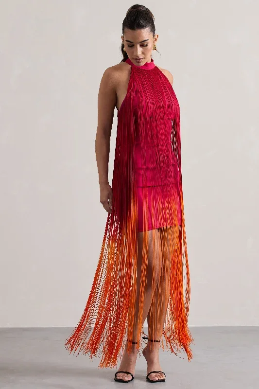 arizona-pink-orange-ombre-fringe-high-neck-mini-dress-cl133356195