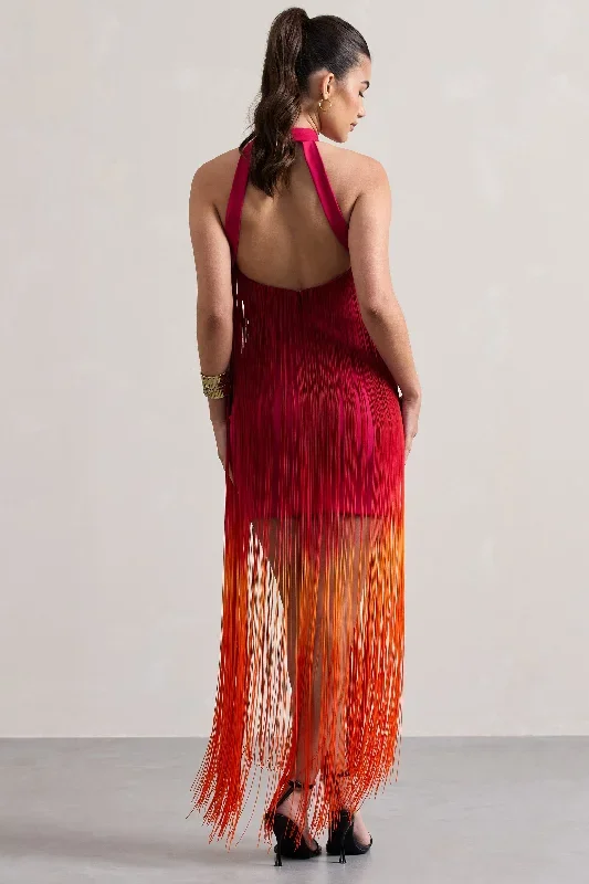 arizona-pink-orange-ombre-fringe-high-neck-mini-dress-cl133356195