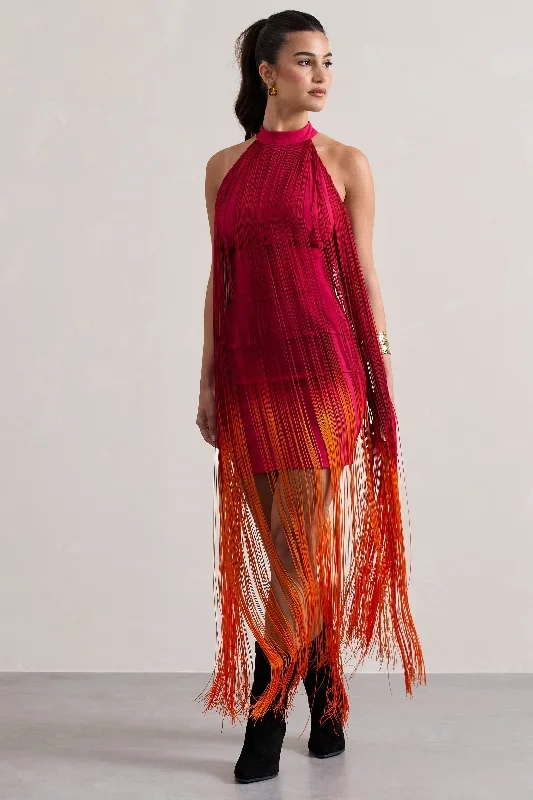 arizona-pink-orange-ombre-fringe-high-neck-mini-dress-cl133356195