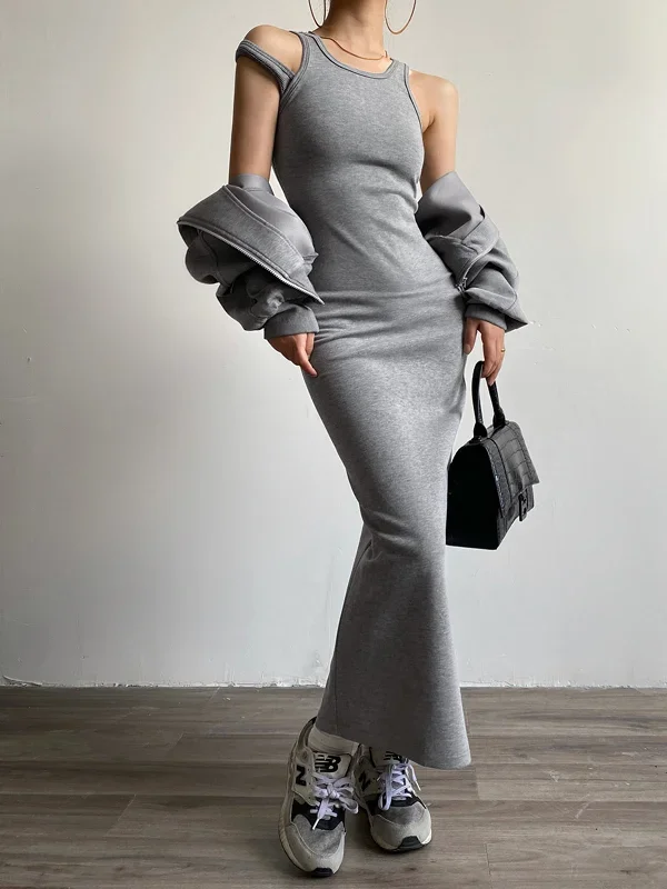 asymmetrical-crew-neck-split-maxi-dress