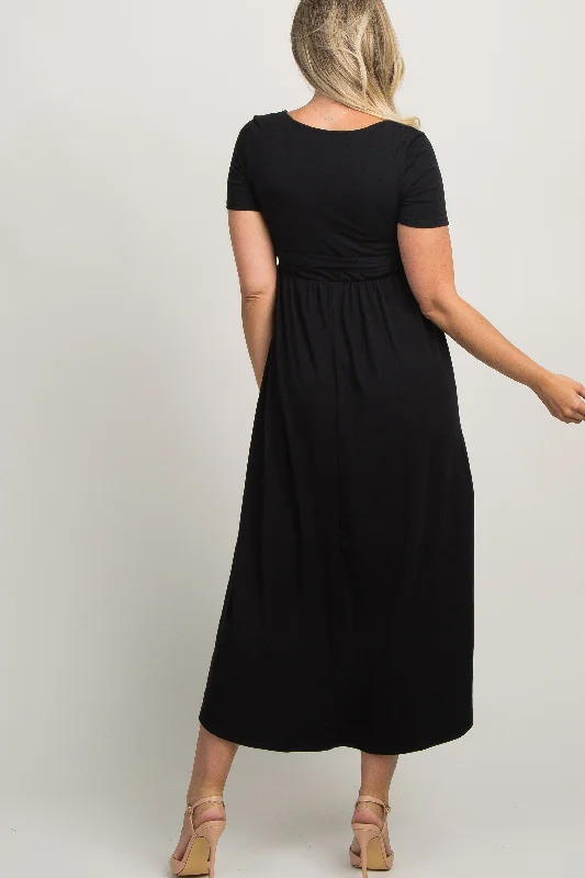 black-solid-hi-low-maternity-wrap-dress