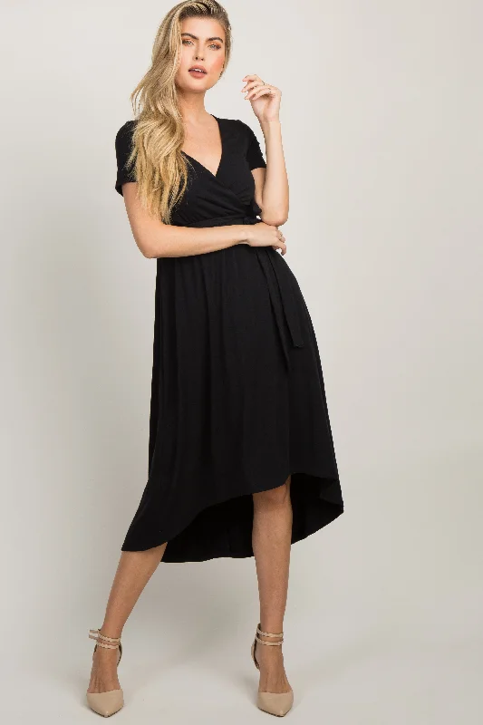 black-solid-hi-low-maternity-wrap-dress