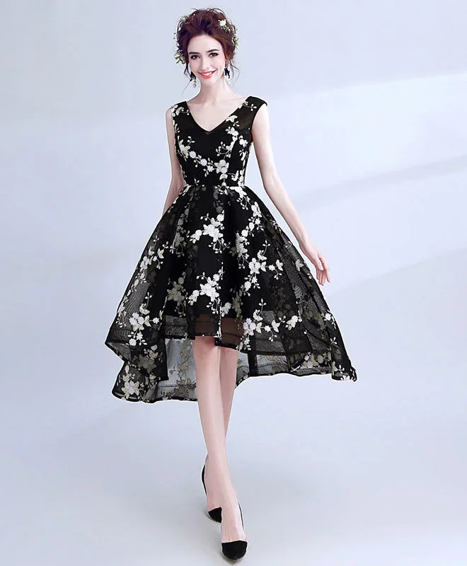 black-v-neck-lace-short-prom-dress-high-low-evening-dress