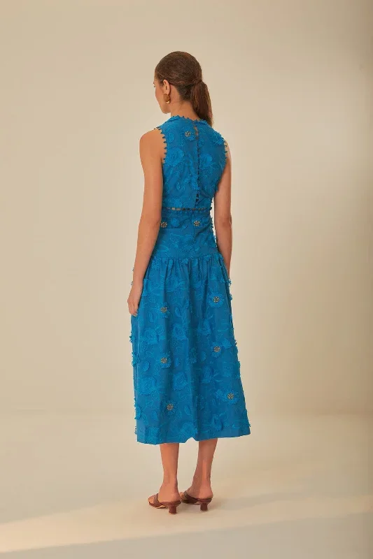 blue-3d-flower-sleeveless-maxi-dress