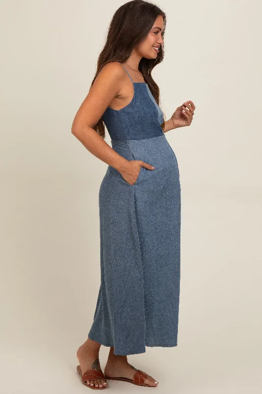 blue-contrast-denim-maternity-maxi-dress