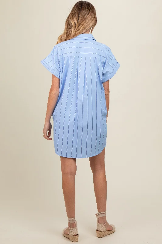 blue-striped-maternity-shirt-mini-dress