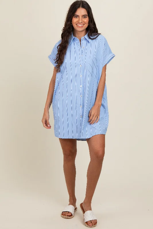 blue-striped-maternity-shirt-mini-dress