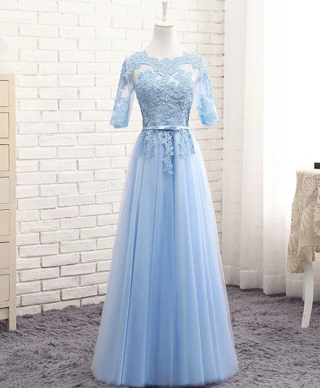 blue-tulle-lace-long-prom-dress-blue-tulle-bridesmaid-dress