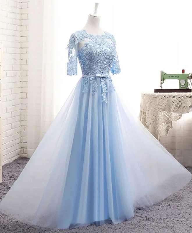 blue-tulle-lace-long-prom-dress-blue-tulle-bridesmaid-dress