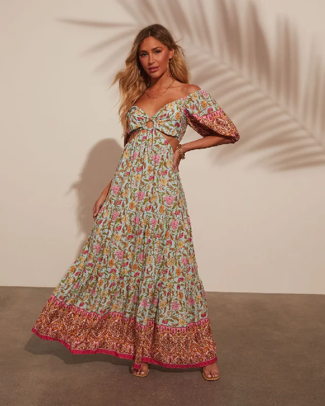 border-print-maxi-dress