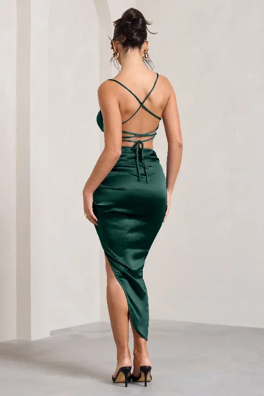 bottle-green-cami-cowl-neck-asymmetric-hem-dress