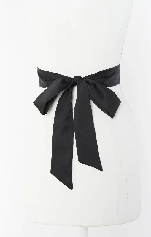 Bridesmaid Sash ~ Black Luxe Satin