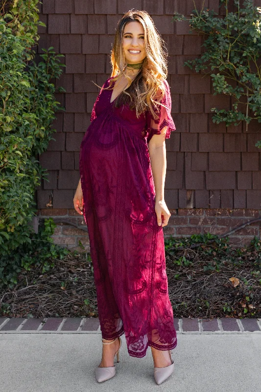 burgundy-lace-mesh-overlay-maternity-maxi-dress