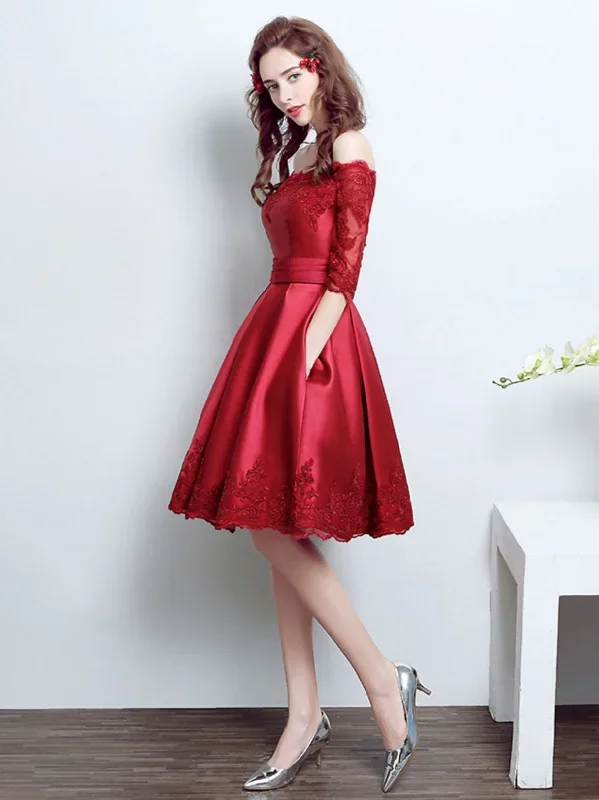 burgundy-lace-satin-short-prom-dress-burgundy-bridesmaid-dress