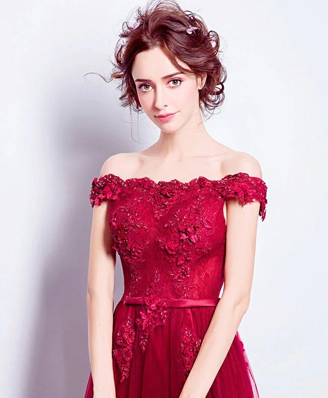 burgundy-tulle-lace-applique-long-prom-dress-burgundy-bridesmaid-dress