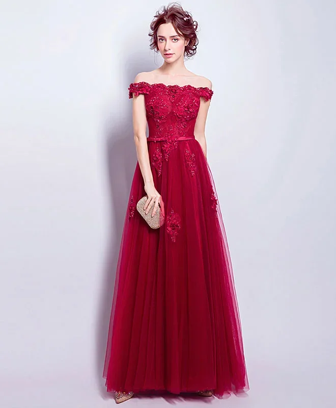 burgundy-tulle-lace-applique-long-prom-dress-burgundy-bridesmaid-dress