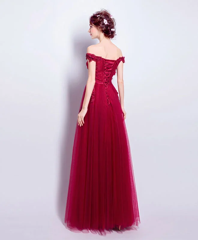 burgundy-tulle-lace-applique-long-prom-dress-burgundy-bridesmaid-dress