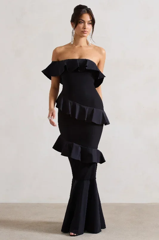 cinematic-black-bardot-ruffled-fishtail-maxi-dress-cl132150002