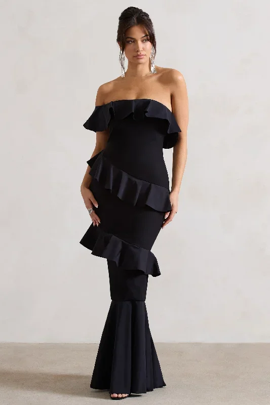 cinematic-black-bardot-ruffled-fishtail-maxi-dress-cl132150002