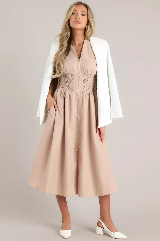 Circle Of Friends Tan Midi Dress