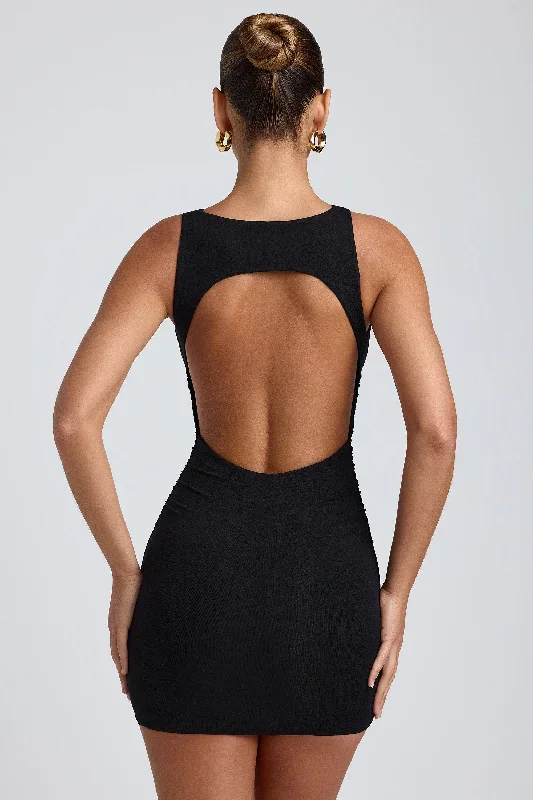 coa-open-back-mini-dress-black