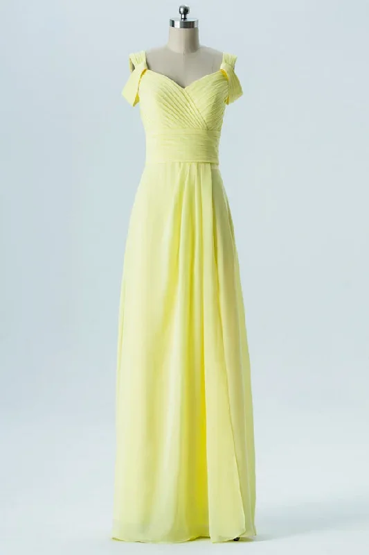 Cold Shoulder Backless Yellow Bridesmaid Dress