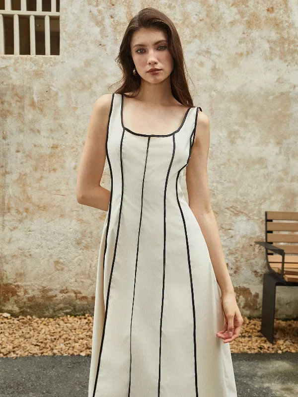 contrast-binding-midi-dress