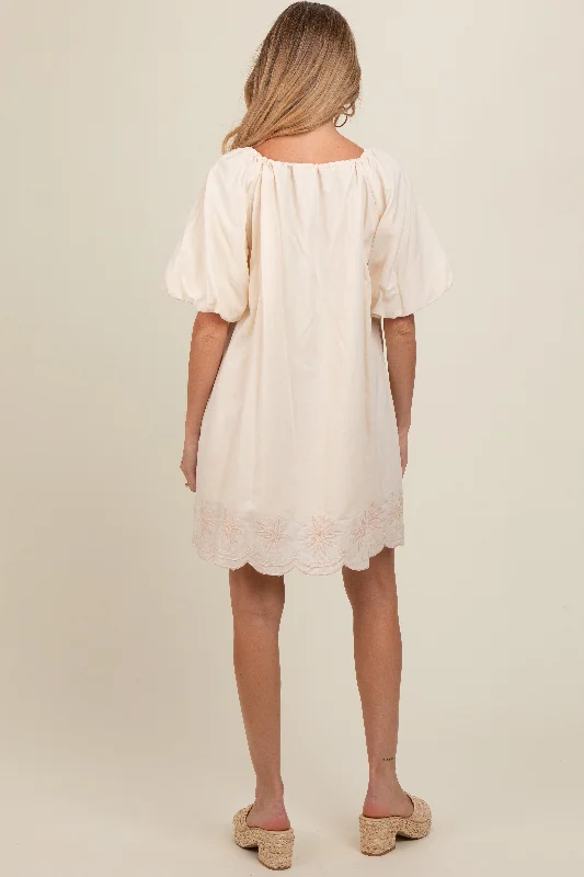 cream-embroidered-puff-sleeve-maternity-dress