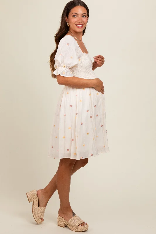 cream-floral-embroidered-smocked-maternity-dress