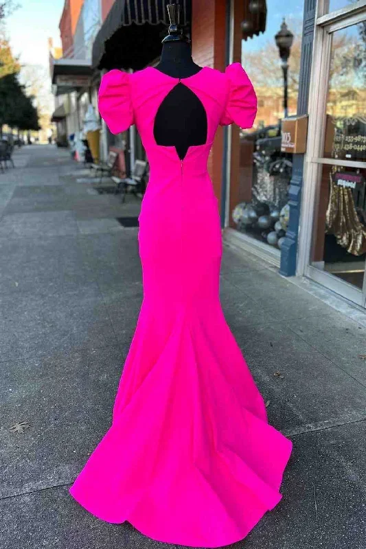 deep-v-neck-hot-pink-mermaid-long-prom-dress-with-balloon-sleeves