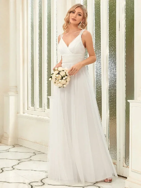 deep-v-neck-pleated-bodice-simple-tulle-wedding-dress-ep07303