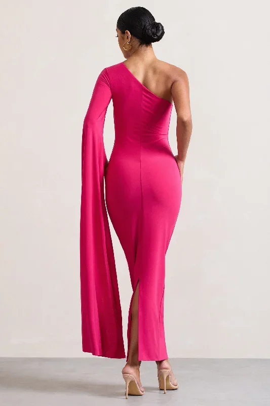 dominique-hot-pink-one-shoulder-cape-sleeve-bodycon-maxi-dress-cl128400073