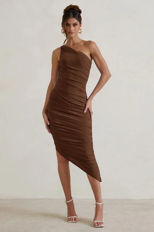 dorit-chocolate-one-shoulder-asymmetric-ruched-midi-dress-cl129293067