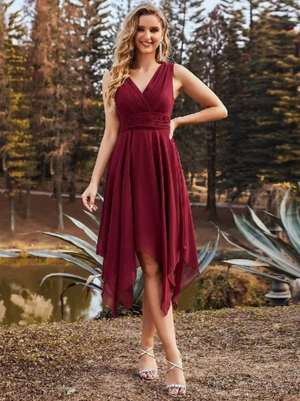 double-v-neck-ruched-waist-midi-chiffon-bridesmaid-dress-es03142