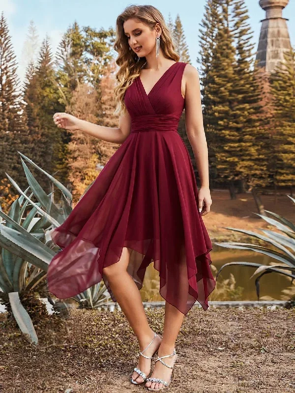 double-v-neck-ruched-waist-midi-chiffon-bridesmaid-dress-es03142