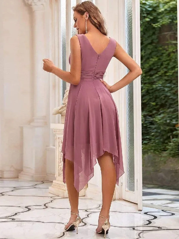 double-v-neck-ruched-waist-midi-chiffon-bridesmaid-dress-es03142