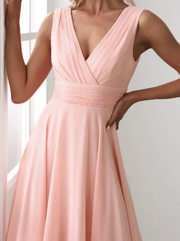 double-v-neck-ruched-waist-midi-chiffon-bridesmaid-dress-es03142