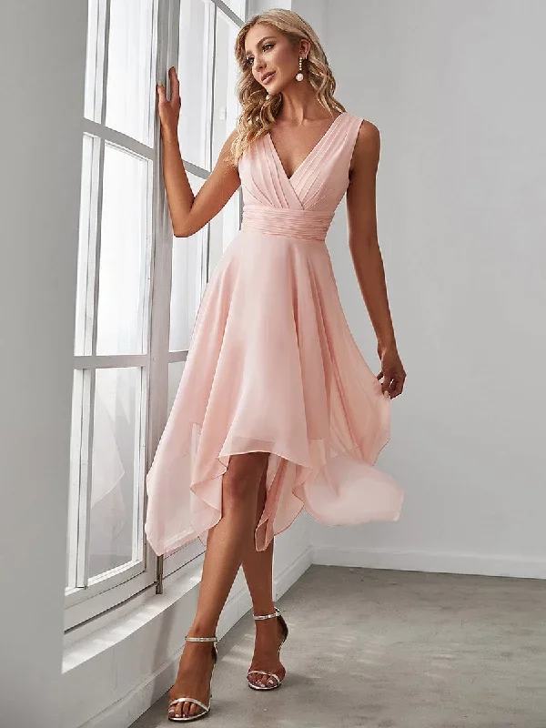 double-v-neck-ruched-waist-midi-chiffon-bridesmaid-dress-es03142