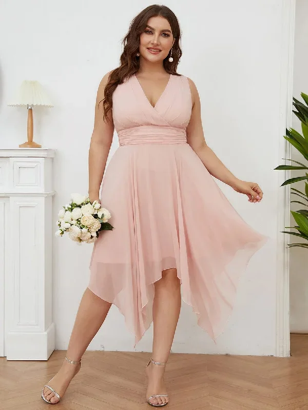 double-v-neck-ruched-waist-midi-chiffon-bridesmaid-dress-es03142