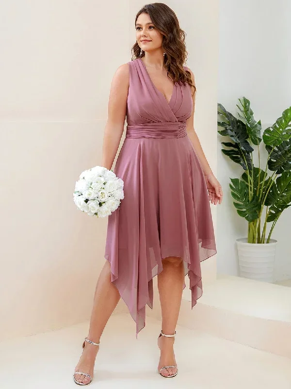 double-v-neck-ruched-waist-midi-chiffon-bridesmaid-dress-es03142