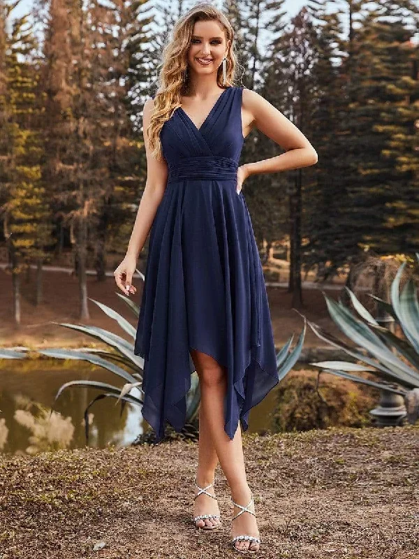 double-v-neck-ruched-waist-midi-chiffon-bridesmaid-dress-es03142